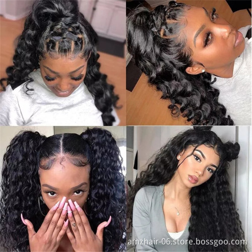 Raw Brazilian Virgin Human Hair  Loose Deep Wave Hd Full Lace Front Human Hair Wig Transparent Lace Frontal Wig For Black Women